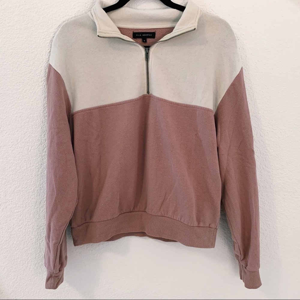 pacsun la hearts colorblock quarter zip